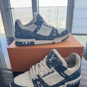 Louis Vuitton Men's Denim and White Sneakers